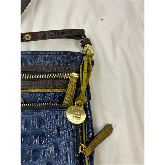 Brahmin Blue Green Croc crossbody 24\